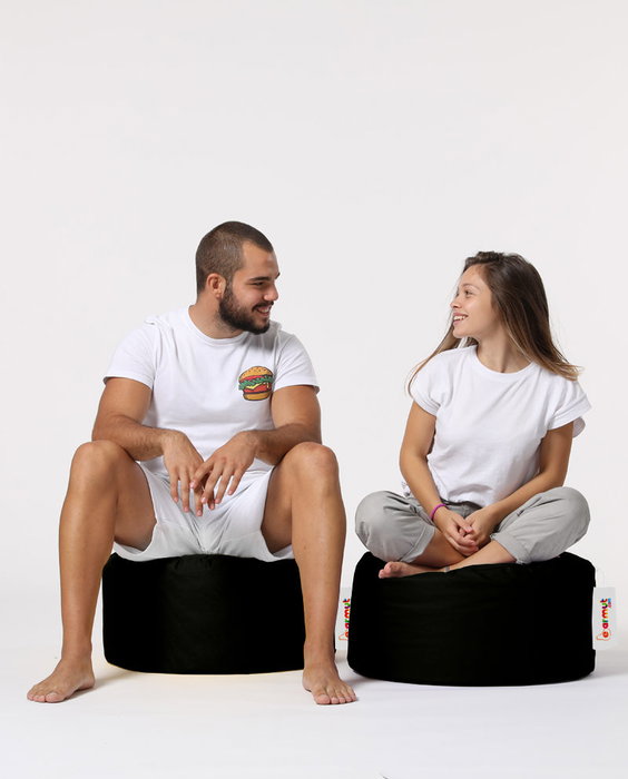 Atelier Del Sofa Round Pouf - Black